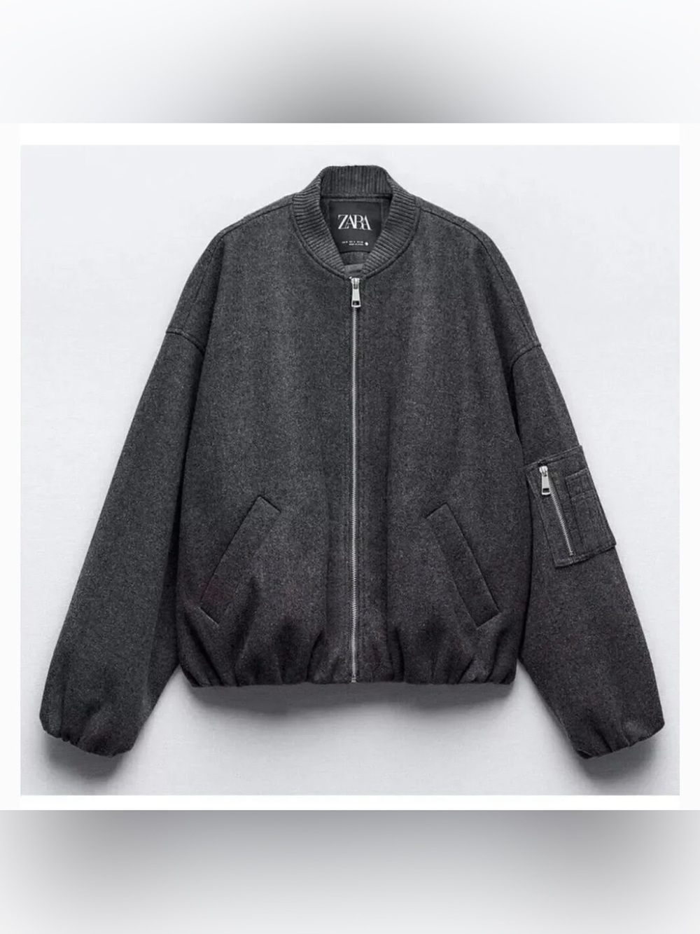 ZARA Women’s Dark Gray Bomber Jacket - Zip Front